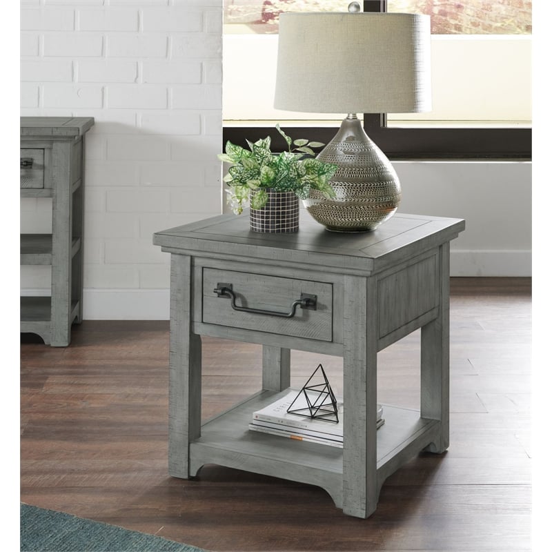 Martin Svensson Home Beach House Dove Gray 1-Drawer Wood End Table