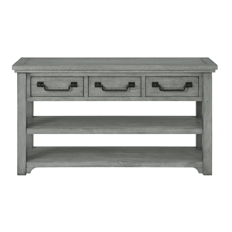 Martin Svensson Home Beach House Dove Gray 3-Drawer Wood Sofa Console Table