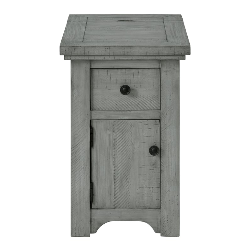 Martin Svensson Home Beach House Dove Gray Wood Chairside Table with Power