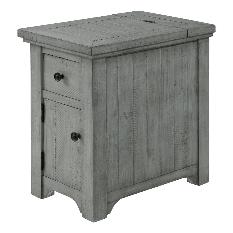 Martin Svensson Home Beach House Dove Gray Wood Chairside Table with Power