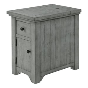 martin svensson home beach house dove gray wood chairside table with power