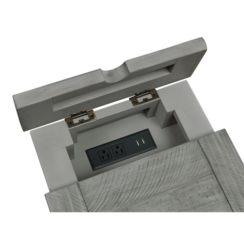 Martin Svensson Home Beach House Dove Gray Wood Chairside Table with Power