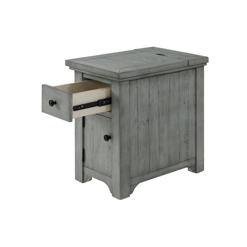 Martin Svensson Home Beach House Dove Gray Wood Chairside Table with Power