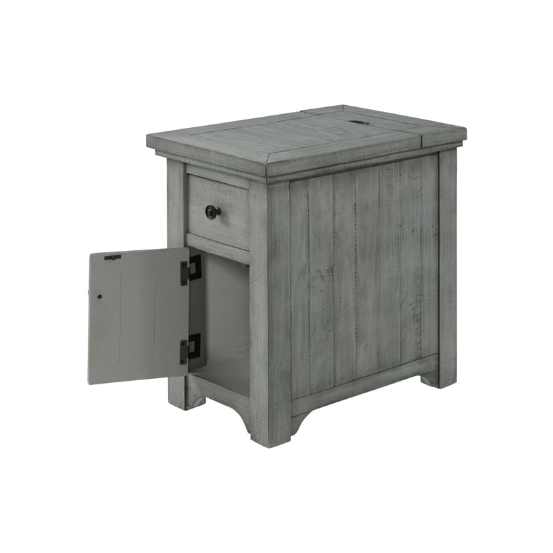 Martin Svensson Home Beach House Dove Gray Wood Chairside Table with Power
