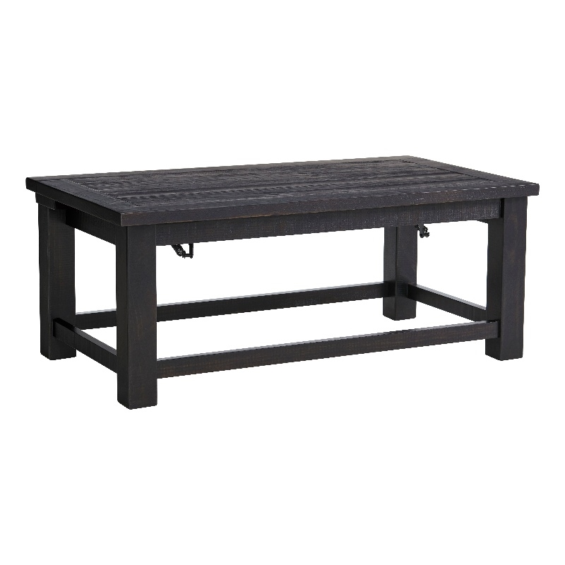 Space Saver Black Coffee Solid Wood Lift Top Coffee Table