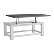 Space Saver White Stain and Grey Solid Wood Lift Top Coffee Table