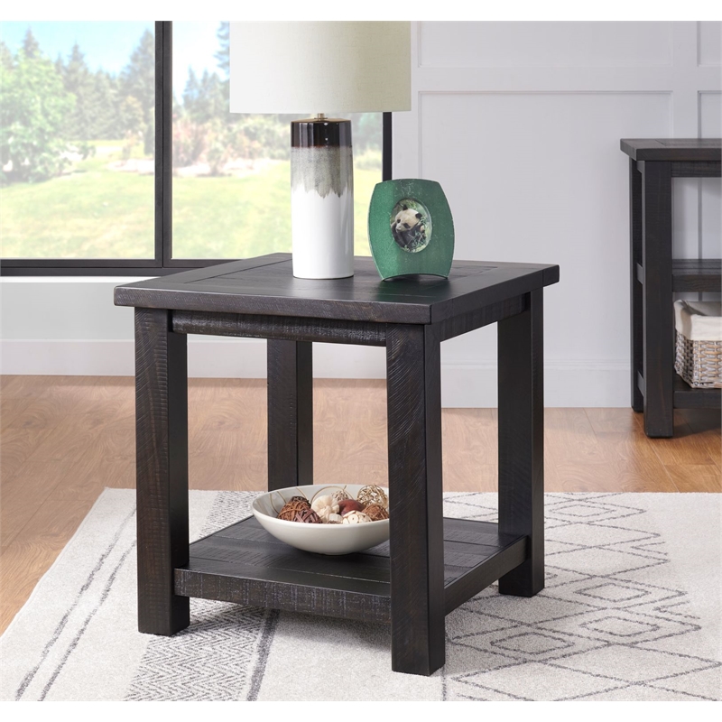 Martin Svensson Home Space Saver Black Coffee Solid Wood End Table