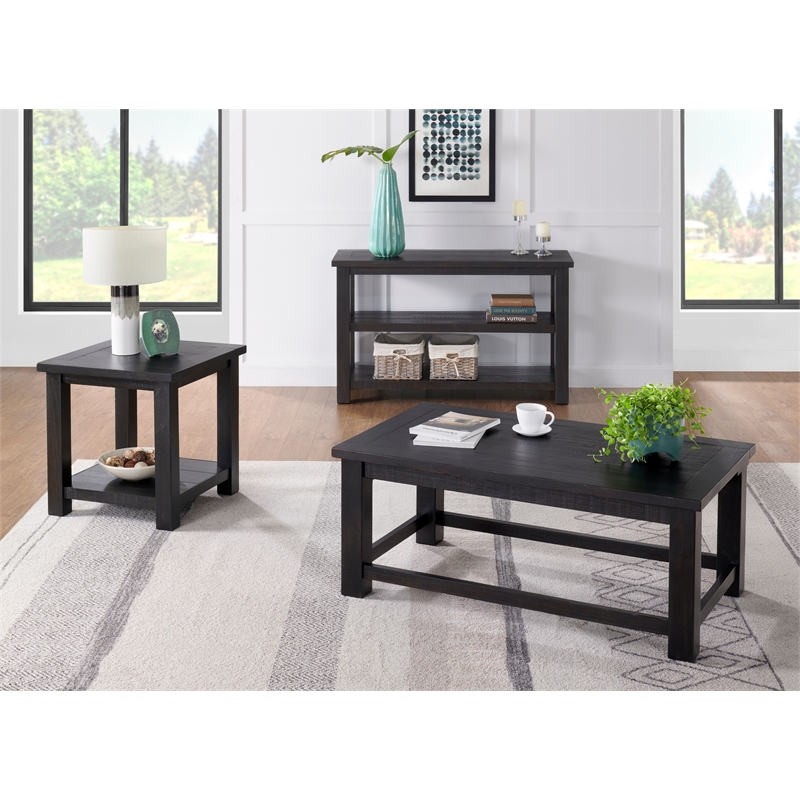 Martin Svensson Home Space Saver Black Coffee Solid Wood End Table