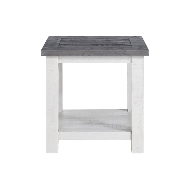 Martin Svensson Home Space Saver White Stain and Grey Solid Wood End Table