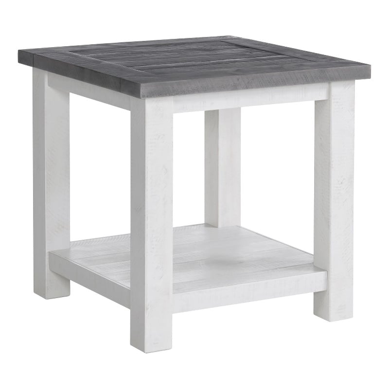 Martin Svensson Home Space Saver White Stain and Grey Solid Wood End Table