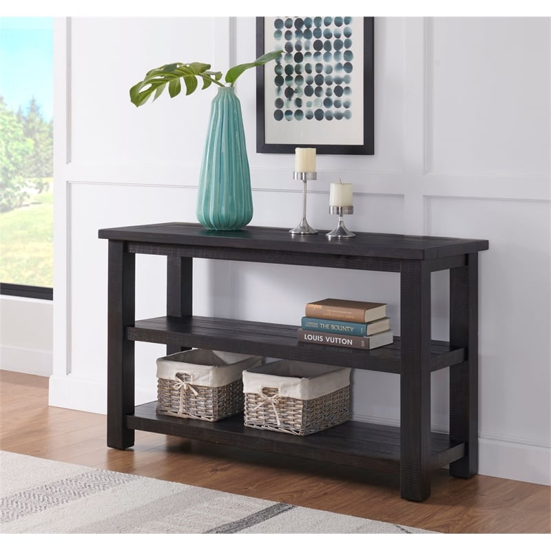 Martin Svensson Home Space Saver Black Coffee Solid Wood Sofa Console Table