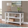 Space Saver White Stain and Grey Solid Wood Sofa Console Table