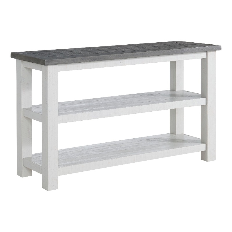 Space Saver White Stain and Grey Solid Wood Sofa Console Table