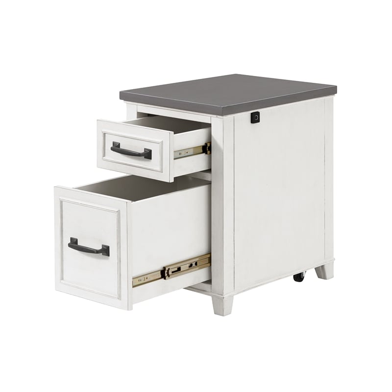 Martin Svensson Home Del Mar White and Grey File Cabinet with Fingerprint Lock