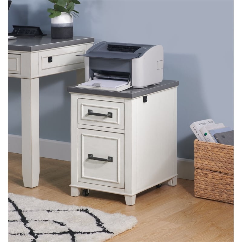 Martin Svensson Home Del Mar White and Grey File Cabinet with Fingerprint Lock