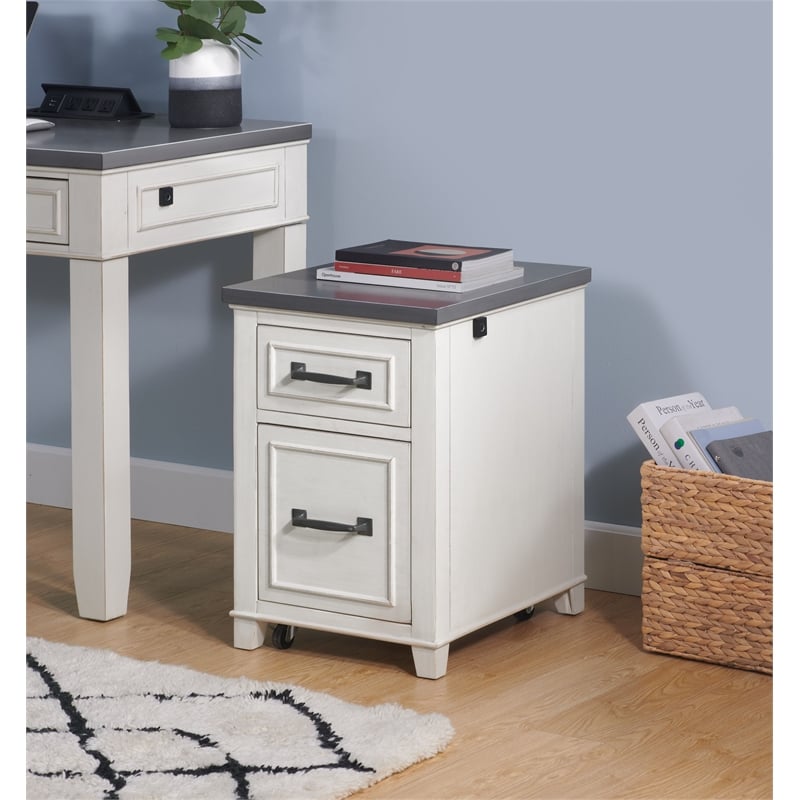 Martin Svensson Home Del Mar White and Grey File Cabinet with Fingerprint Lock