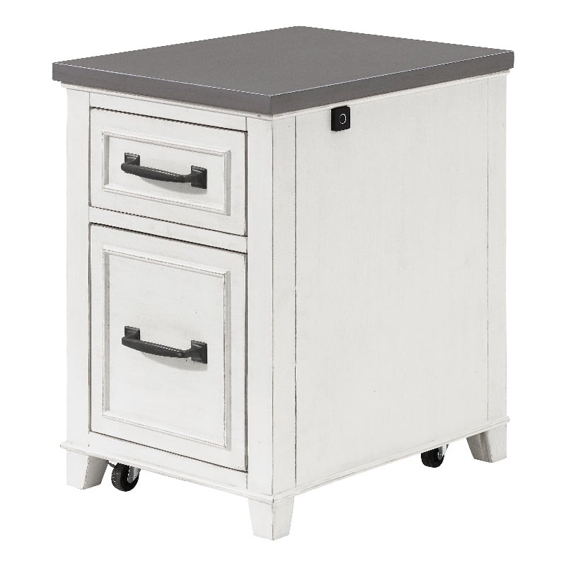 Martin Svensson Home Del Mar White and Grey File Cabinet with Fingerprint Lock