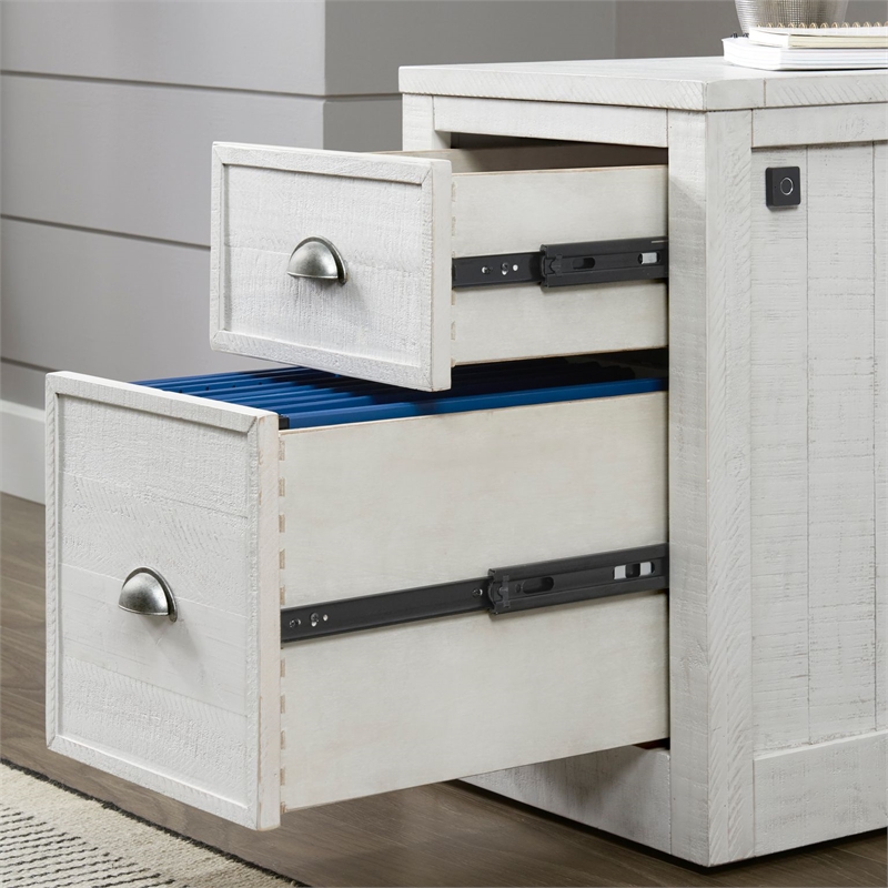 Martin Svensson Home Monterey White 2 Drawer File Cabinet with Fingerprint Lock