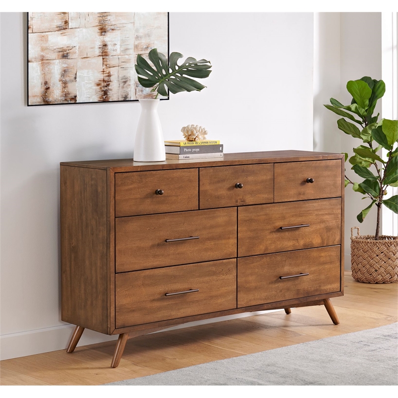 Martin Svensson Home Mid-Century Modern Cinnamon 7 Drawer Wood Dresser