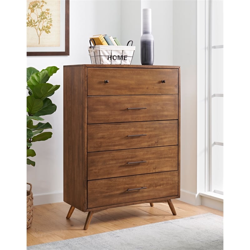 Martin Svensson Home Mid-Century Modern Cinnamon 5 Drawer Wood Chest