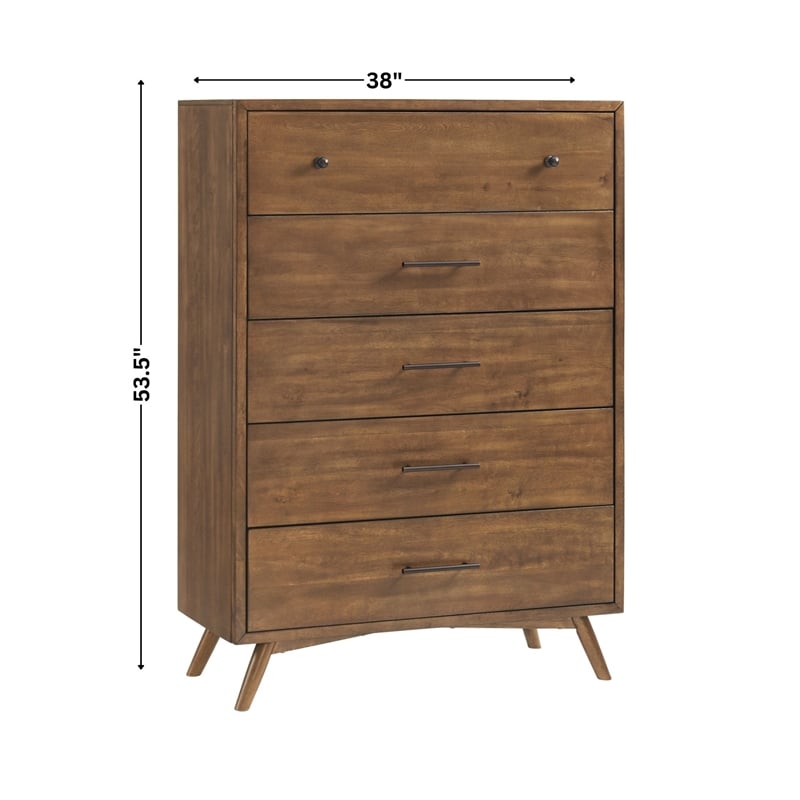 Martin Svensson Home Mid-Century Modern Cinnamon 5 Drawer Wood Chest