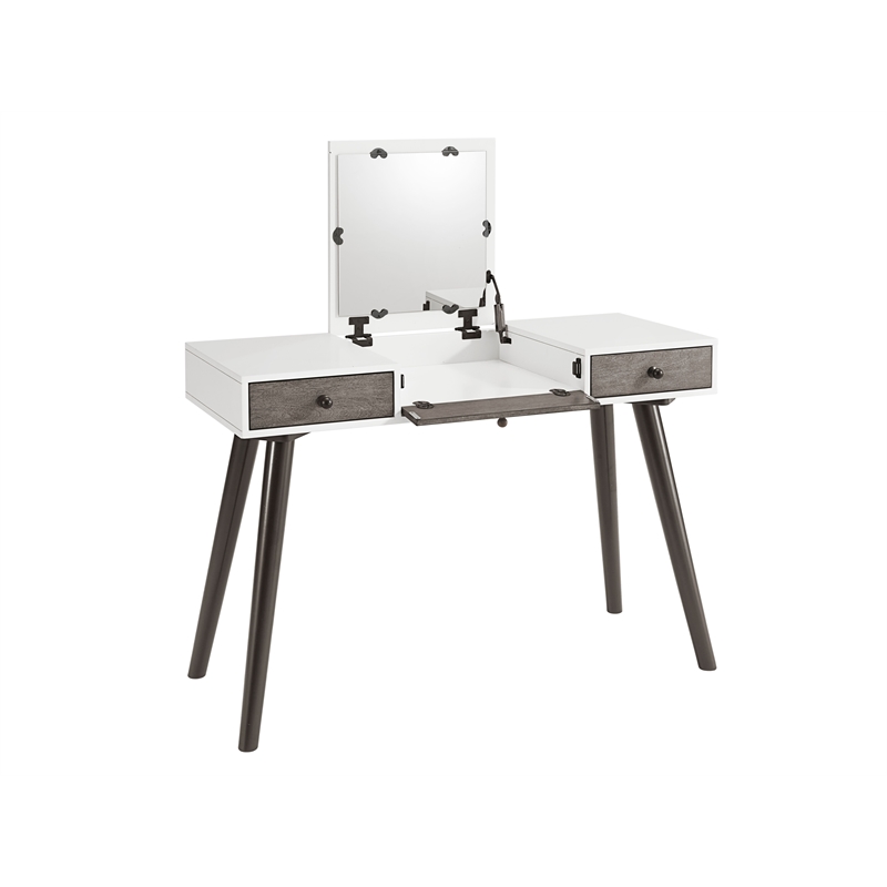 Martin Svensson Home Mid-Century Modern White/Gray/Black Vanity/Desk w/Mirror