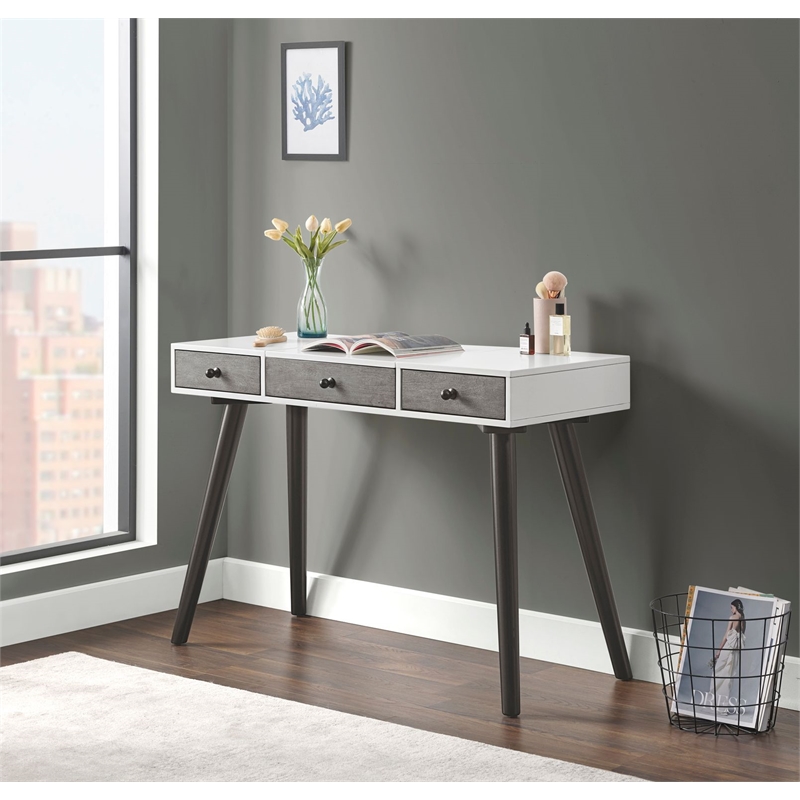 Martin Svensson Home Mid-Century Modern White/Gray/Black Vanity/Desk w/Mirror
