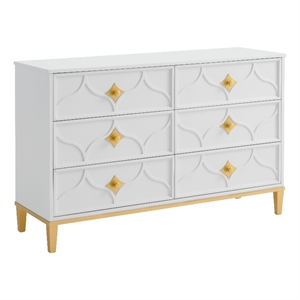 martin svensson home emma 6 drawer white and gold dresser