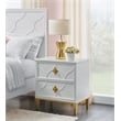 Martin Svensson Home Emma 2 Drawer White and Gold Nightstand w/Security Lock