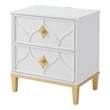 Martin Svensson Home Emma 2 Drawer White and Gold Nightstand w/Security Lock