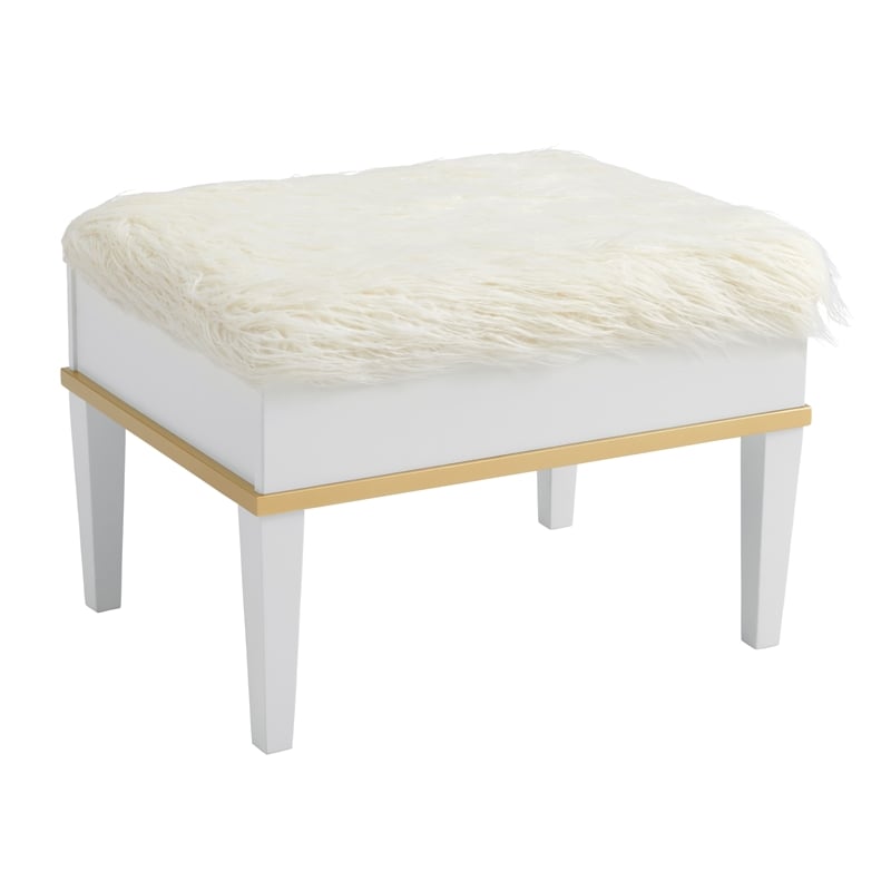 Martin Svensson Home Emma White and Gold Vanity with Mirror and Stool