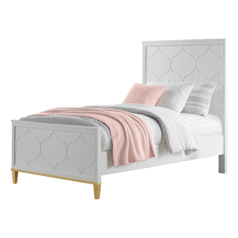Martin Svensson Home Emma White and Gold Twin Panel Bed