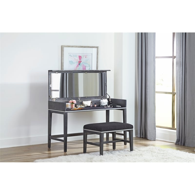 martin svensson home memphis slate gray vanity and stool