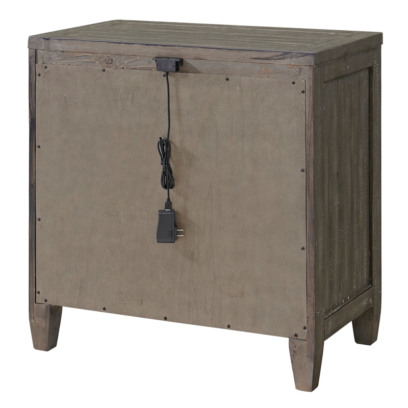 Martin Svensson Home Napa Solid Wood 2 Drawer Gray Nightstand with USB
