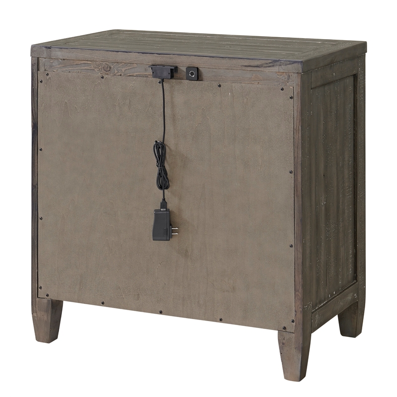 Martin Svensson Home Napa Solid Wood 2 Drawer Gray Nightstand w/USB & Lock