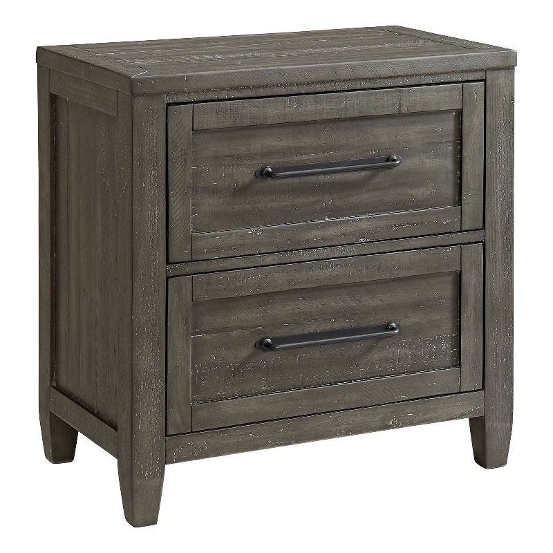 Martin Svensson Home Napa Solid Wood 2 Drawer Gray Nightstand w/USB & Lock