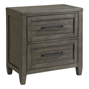 martin svensson home napa solid wood 2 drawer gray nightstand w/usb & lock