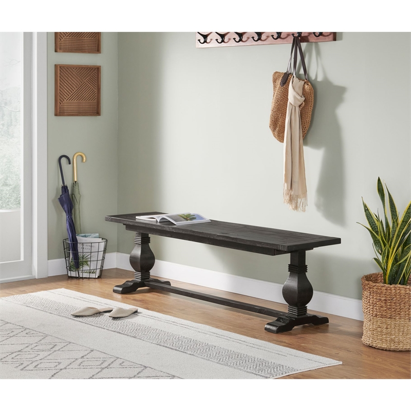 Martin Svensson Home Napa Solid Wood Black Dining Bench