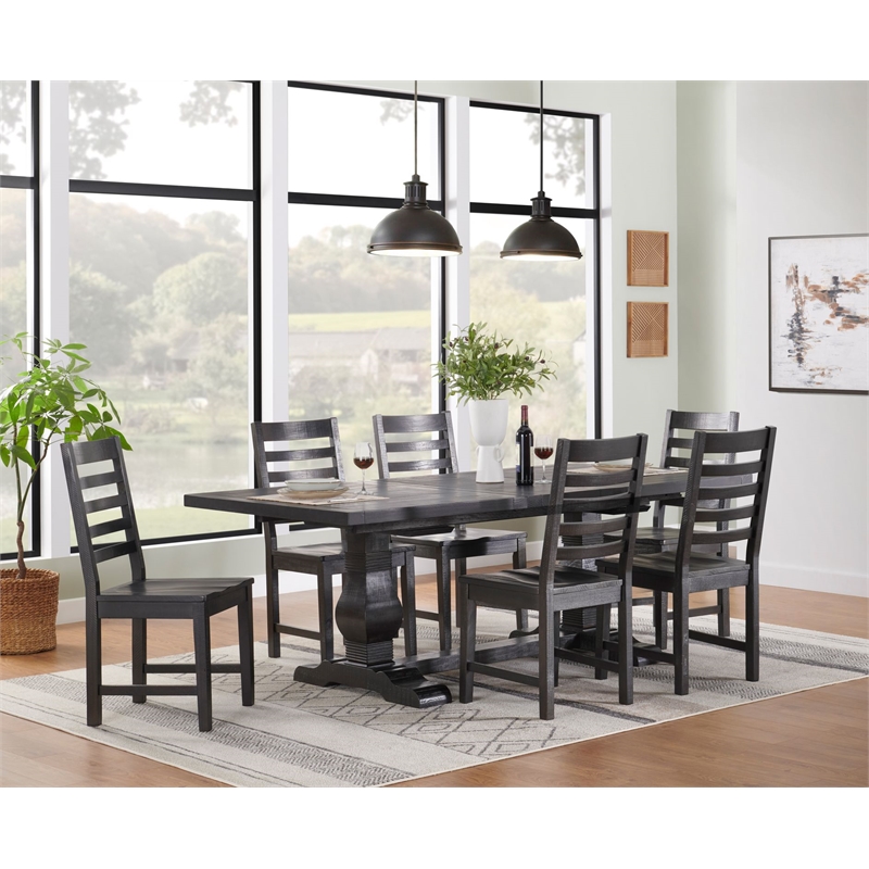 Martin Svensson Home Napa Solid Wood Black Trestle Table w/Extendable Leaf