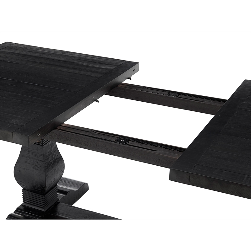 Martin Svensson Home Napa Solid Wood Black Trestle Table w/Extendable Leaf
