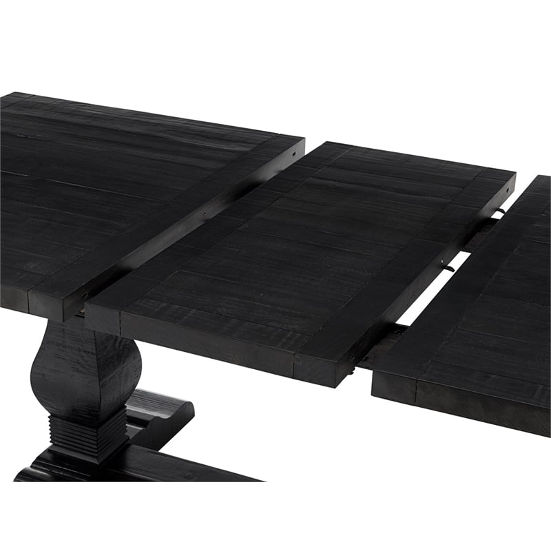 Martin Svensson Home Napa Solid Wood Black Trestle Table w/Extendable Leaf