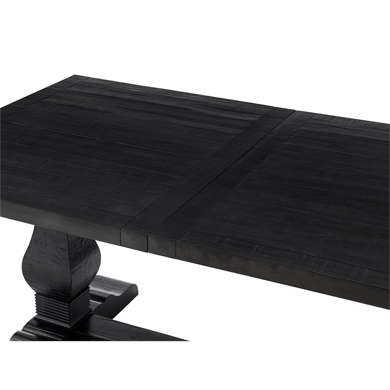 Martin Svensson Home Napa Solid Wood Black Trestle Table w/Extendable Leaf