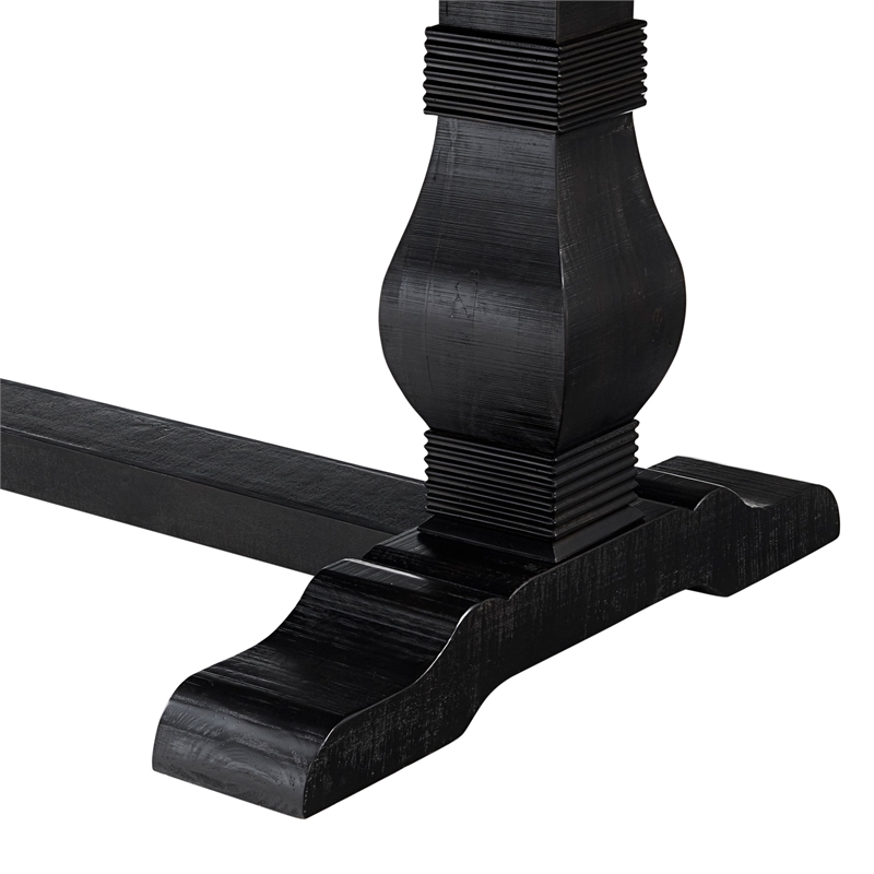 Martin Svensson Home Napa Solid Wood Black Trestle Table w/Extendable Leaf