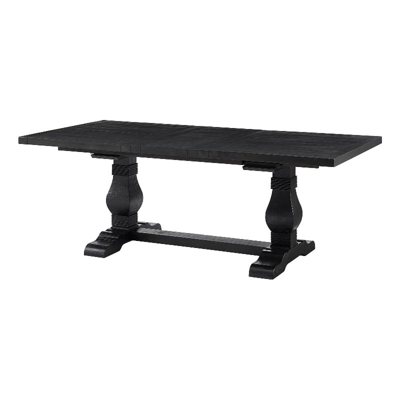 Martin Svensson Home Napa Solid Wood Black Trestle Table w/Extendable Leaf