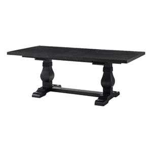 Martin Svensson Home Napa Solid Wood Black Trestle Table w/Extendable Leaf