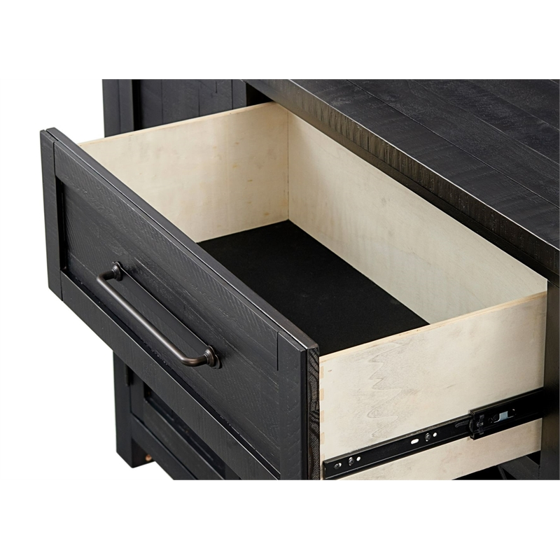 Martin Svensson Home Napa Solid Wood Black Dining Server with Fireplace