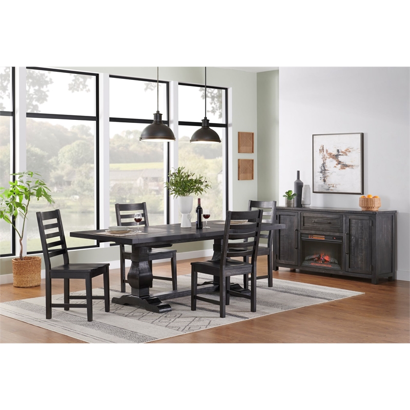 Martin Svensson Home Napa Solid Wood Black Dining Server with Fireplace