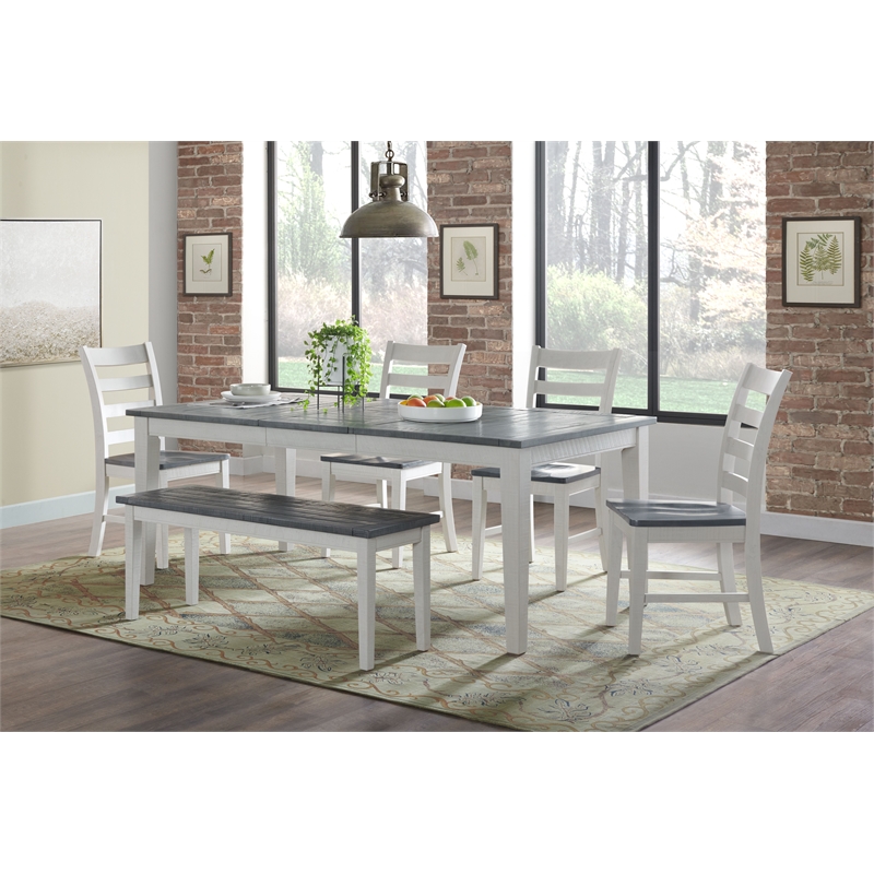 Monterey Solid Wood White Stain and Gray Dining Bench