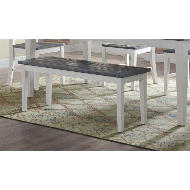 Monterey Solid Wood White Stain and Gray Dining Bench