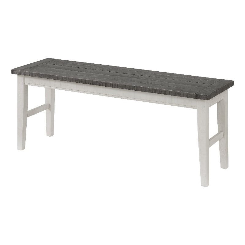 Monterey Solid Wood White Stain and Gray Dining Bench